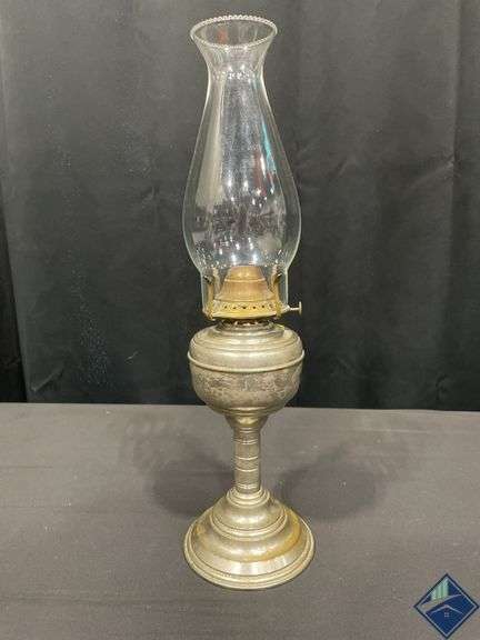19” Antique Metal Oil Lamp
