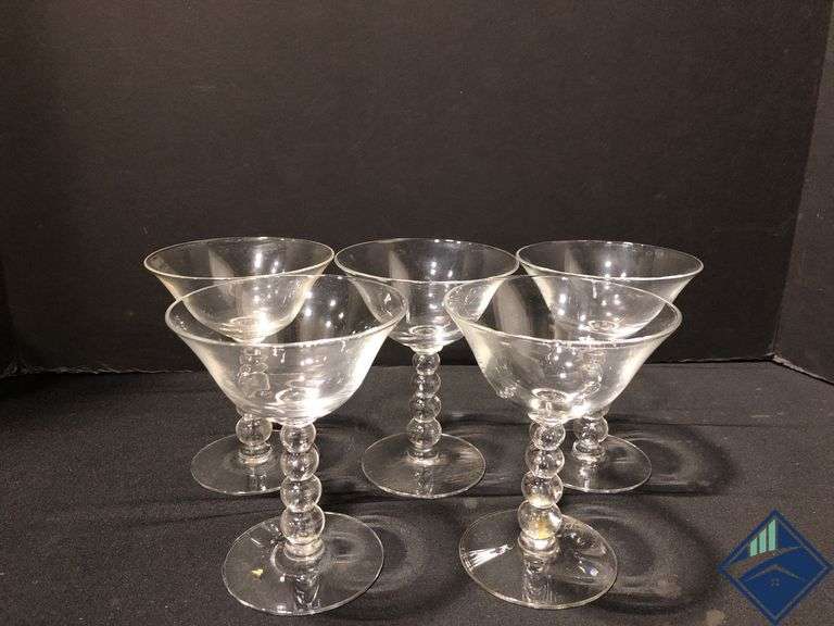 Vintage Imperial Glass Candlewick Water Goblet Set with Platter