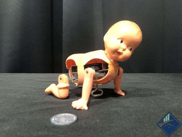 Vintage Mechanical Wind Up Crawling Baby