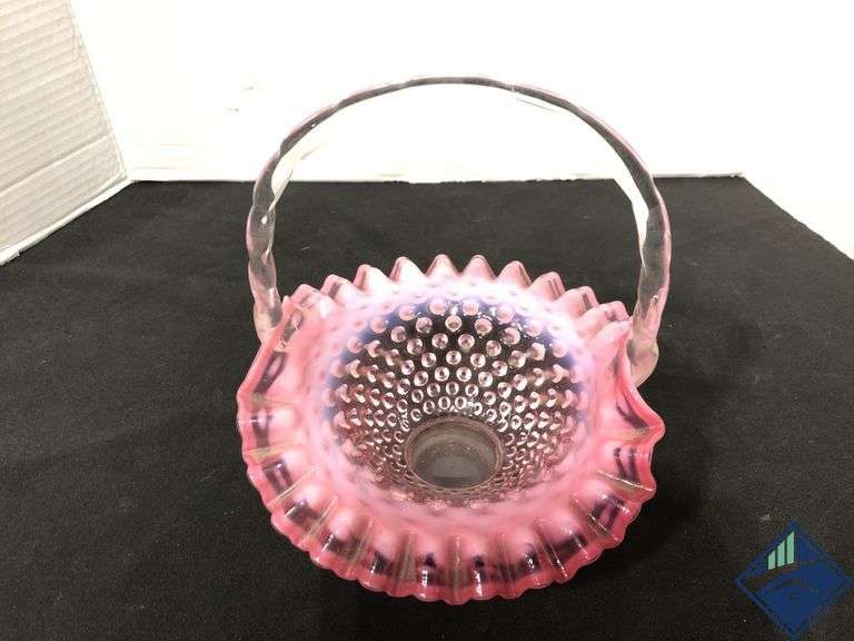 8” Pink Ombré Hobnail Basket