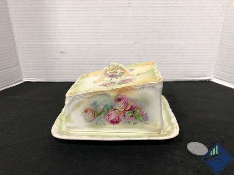 Antique Floral Butter Dish