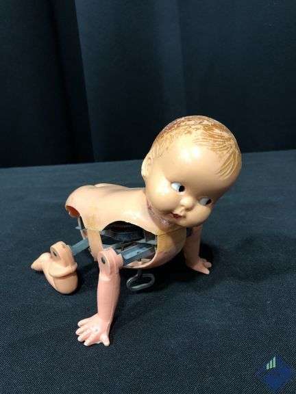 Vintage Mechanical Wind Up Crawling Baby