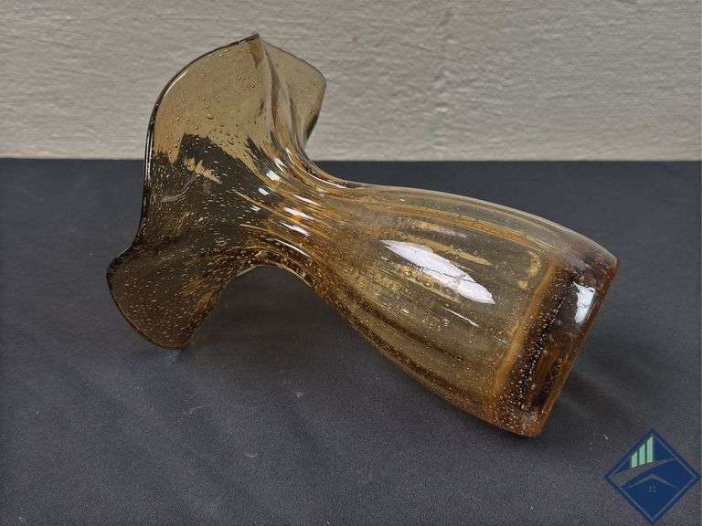 8” Blown Art Glass Waved Vase