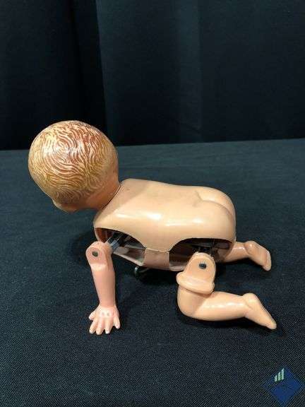 Vintage Mechanical Wind Up Crawling Baby