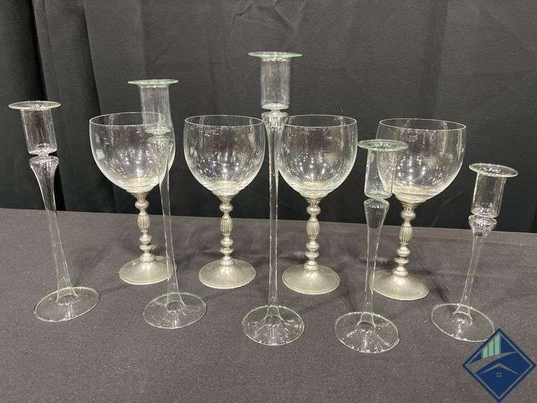 Glass Candlesticks & Wine Glasses