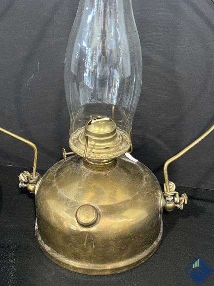 Antique Tin Hat Hanging Hurricane Lamp