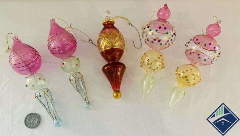 Vintage Hand Blown Art Glass Christmas Ornaments