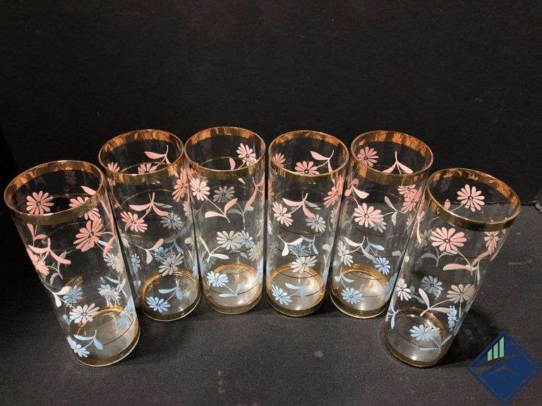 Vintage Hand Painted Tall Tumblers