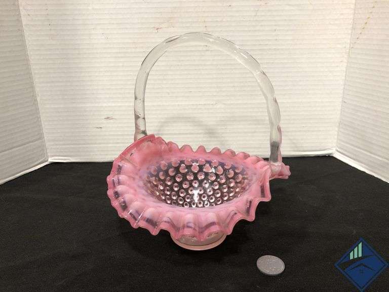 8” Pink Ombré Hobnail Basket