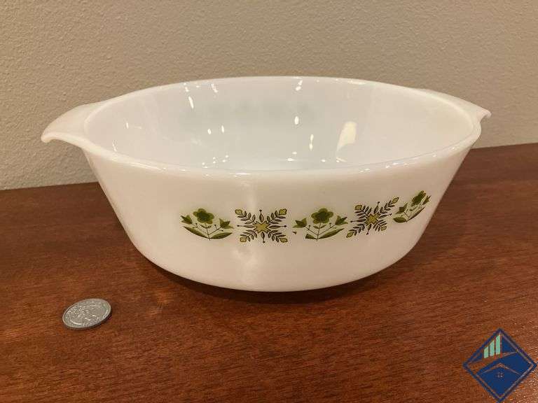 Vintage Fire King Meadow Green 3qt Casserole Dish
