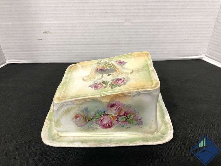 Antique Floral Butter Dish