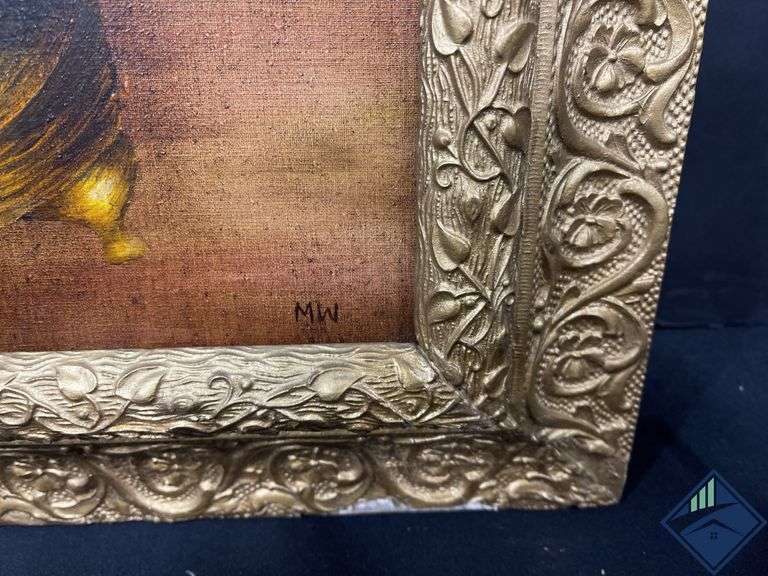 Signed Marie Wood Magnolia Filled Vase Painting