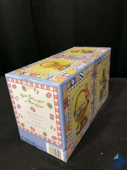 Easter Porcelain Decorative Box, Ornaments & Bunny Bag