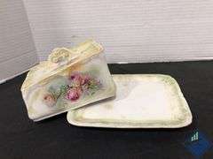 Antique Floral Butter Dish