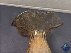 8” Blown Art Glass Waved Vase