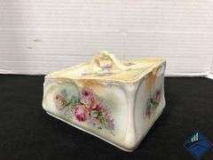 Antique Floral Butter Dish