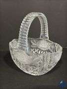 Crystal Glass Basket & Floral Teapot