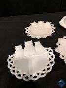Milky Glass Plates, Bowl & Covered Dish