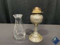 19” Antique Metal Oil Lamp