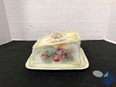 Antique Floral Butter Dish