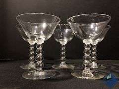 Vintage Imperial Glass Candlewick Water Goblet Set with Platter