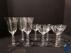 Vintage Imperial Glass Candlewick Water Goblet Set with Platter