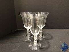 Vintage Imperial Glass Candlewick Water Goblet Set with Platter