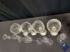 Glass Candlesticks & Wine Glasses