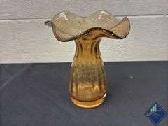 8” Blown Art Glass Waved Vase