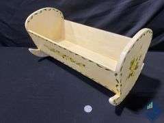 Wooden Rocking Doll Crib and Wooden Home Decor