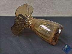 8” Blown Art Glass Waved Vase