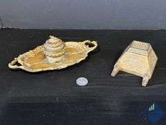 Antique Brass Decorative Inkwells