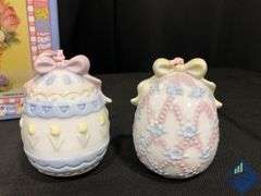 Easter Porcelain Decorative Box, Ornaments & Bunny Bag