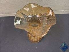 8” Blown Art Glass Waved Vase