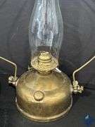 Antique Tin Hat Hanging Hurricane Lamp