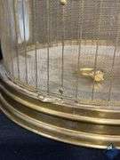 13” Brass Birdcage with Milk Glass Feeders