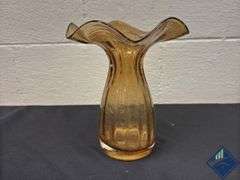 8” Blown Art Glass Waved Vase