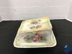 Antique Floral Butter Dish