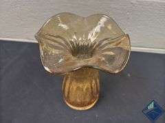 8” Blown Art Glass Waved Vase
