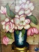 Signed Marie Wood Magnolia Filled Vase Painting