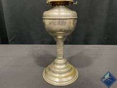 19” Antique Metal Oil Lamp