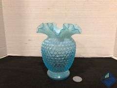 6” Blue Ombré Hobnail Vase