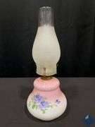 16” Pink & White Handpainted Floral Hurricane Lamp