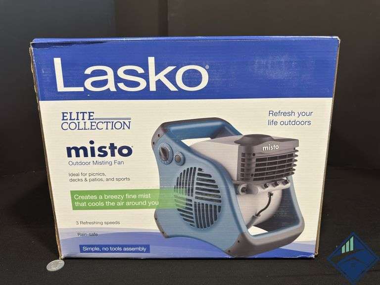 Lasko 15 Inch Pivoting Misto Outdoor Misting Fan with GFCI Cord and 3 Speeds  7054  Blue and Gray - 