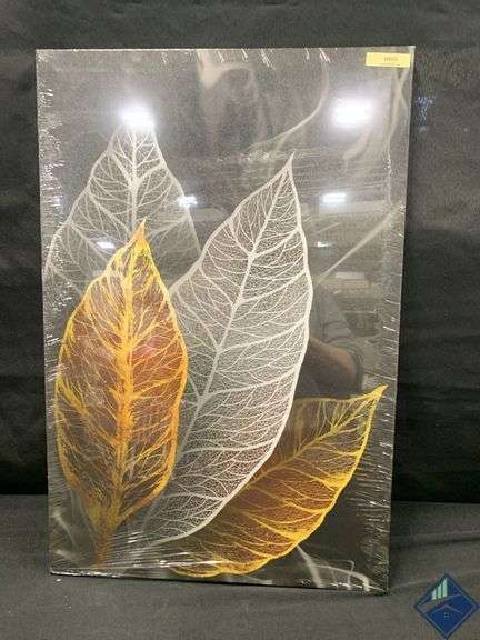 Leaf Print On Black Canvas  *NEW*