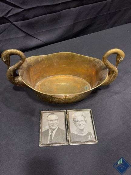 Metal Swan Bowl & Picture Frame