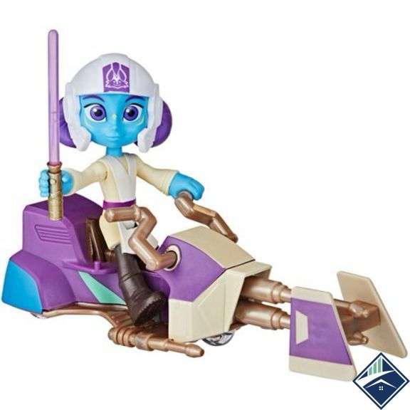 Star Wars Young Jedi Adventures Lys Solay Action Figure & Speeder Bike Vehicle - Mixed Condition