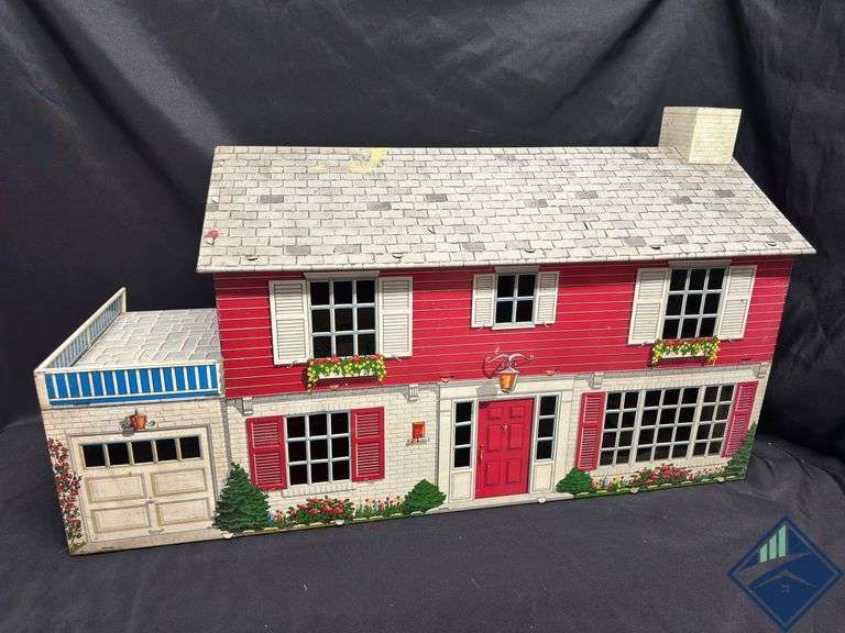 Vintage Tin Doll House with Contents