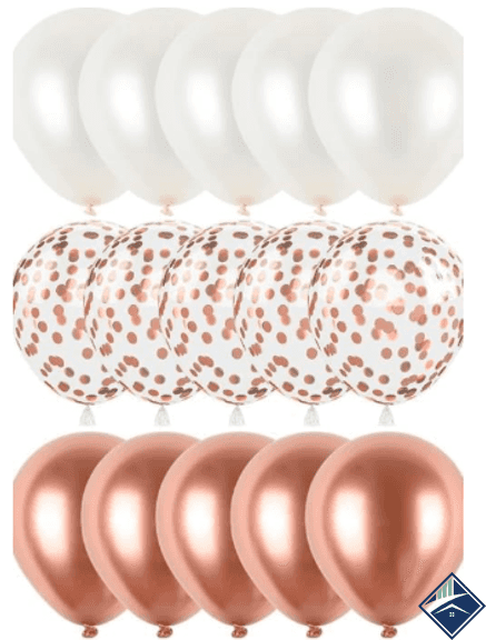 (7) 16th Birthday Rose Gold, White & Clear Balloon Pack