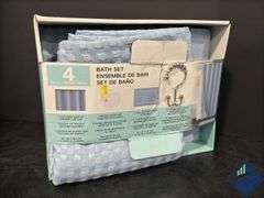 4pc Bath Set *Missing Liner and Hooks* - Mixed Condition
